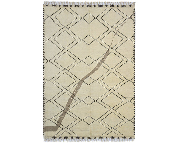 8x11 Moroccan Beige Hand Woven Wool Area Rug